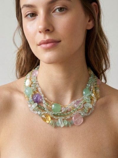 Collar: Cuarzo, Citrino, Prehnita, Calcedonia
